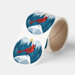 Holiday Christmas Cardinal bird fun Classic Round Sticker