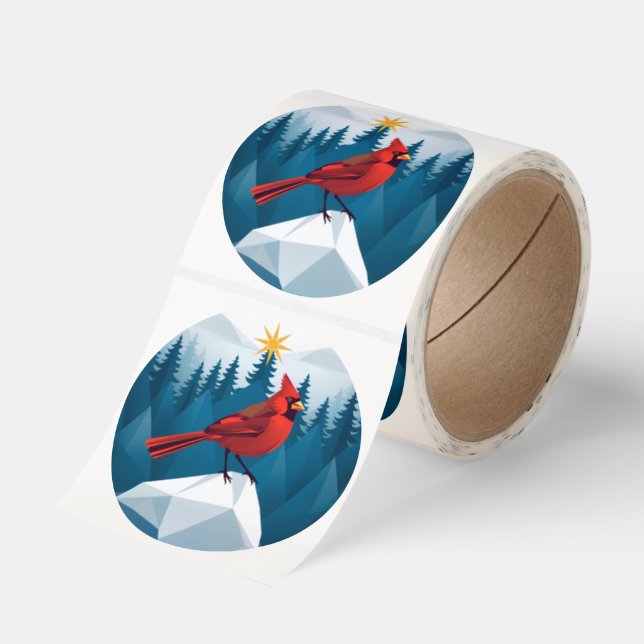 Holiday Christmas Cardinal bird fun Classic Round Sticker (Roll)