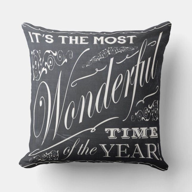 holiday Christmas chalkboard Throw Pillow (Front)