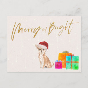 Holiday Christmas Chihuahua Dog Merry Bright Postcard