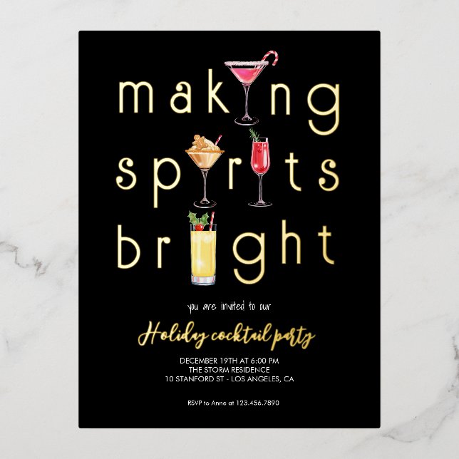 Holiday Christmas cocktail party invitation (Front)