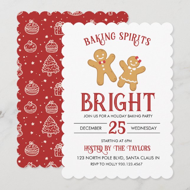 Holiday Christmas Cookie Baking Party Invitation (Front/Back)