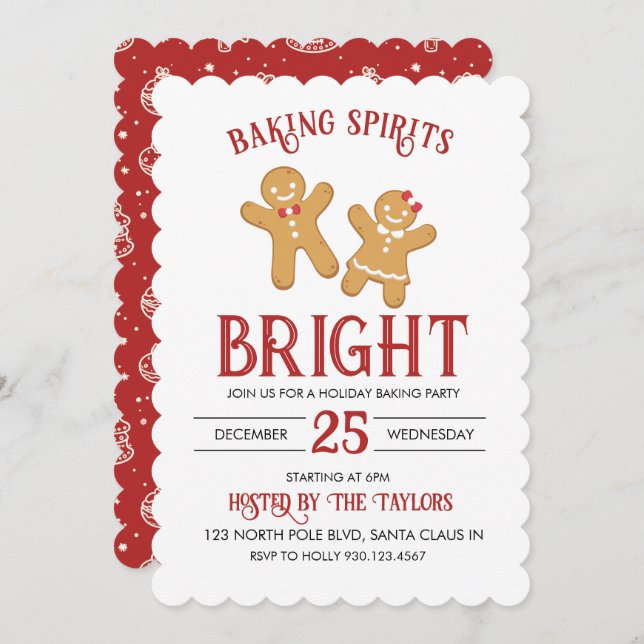 Holiday Christmas Cookie Baking Party Invitation (Front/Back)
