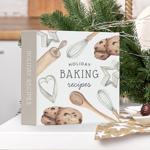 Holiday Christmas Cookie Baking Recipe 3 Ring Binder
