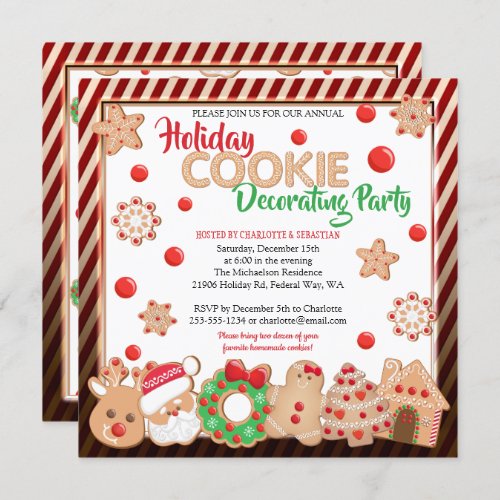 Holiday Christmas Cookie Decorating Party Invitation