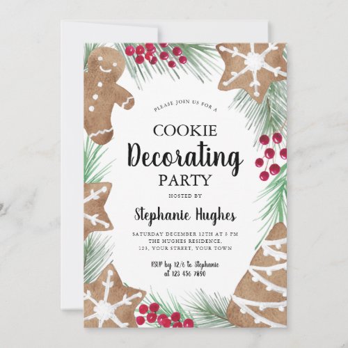 Holiday Christmas Cookie Decorating Party Invitation