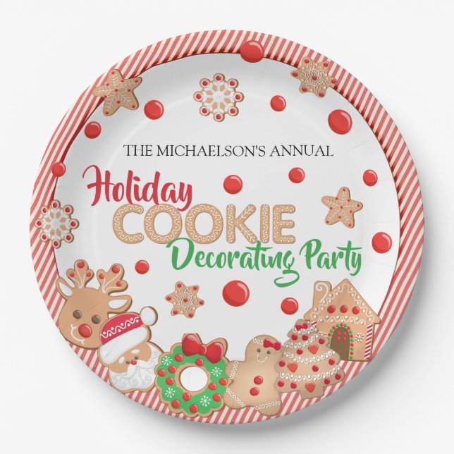 Holiday Christmas Cookie Decorating Party Paper Plates (Front)