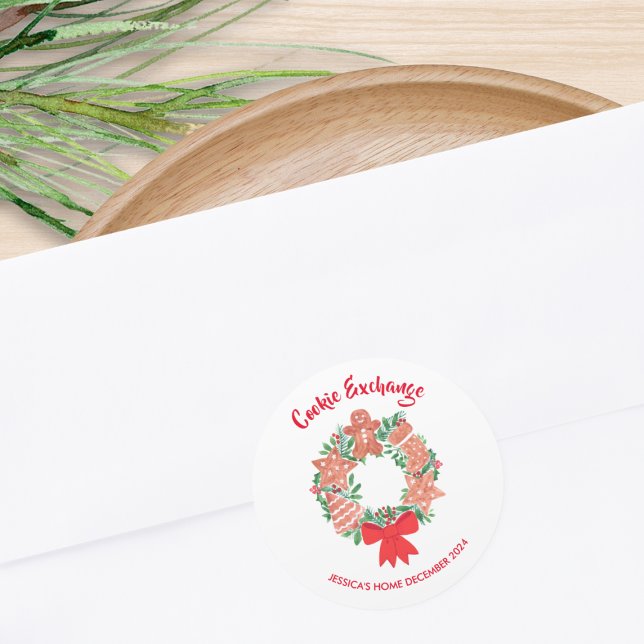 Holiday Christmas Cookie Exchange Classic Round Sticker (Creator Uploaded)