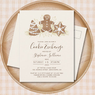 Holiday Christmas Cookie Exchange Invitation Postcard