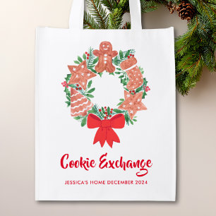 Holiday Christmas Cookie Exchange Party Reusable Grocery Bag