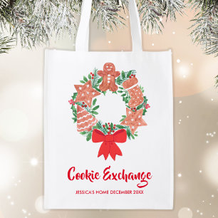 Holiday Christmas Cookie Exchange Party Reusable Grocery Bag