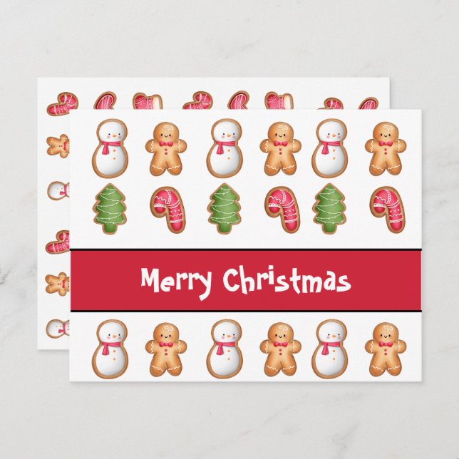 Holiday Christmas Cookie Personalized Flat Card (Front/Back)