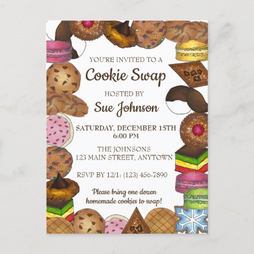 Holiday Christmas Cookie Swap Bake Sale  Invitation Postcard