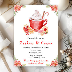 Holiday Christmas Cookies and Cocoa Red Invitation