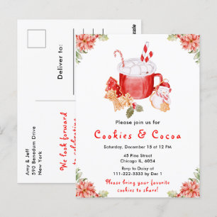 Holiday Christmas Cookies and Cocoa Red Postcard