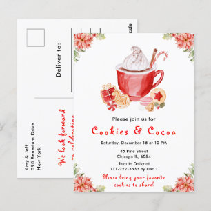 Holiday Christmas Cookies and Cocoa Red Postcard