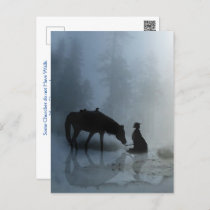 Holiday Christmas Cowboy and Horse Postcard
