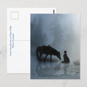 Holiday Christmas Cowboy and Horse Postcard