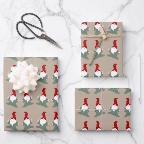 Holiday Christmas dancing gnomes festive fun Wrapp Wrapping Paper Sheets