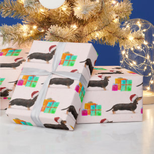Holiday Christmas Dog Dachshund Merry Bright Wrapping Paper