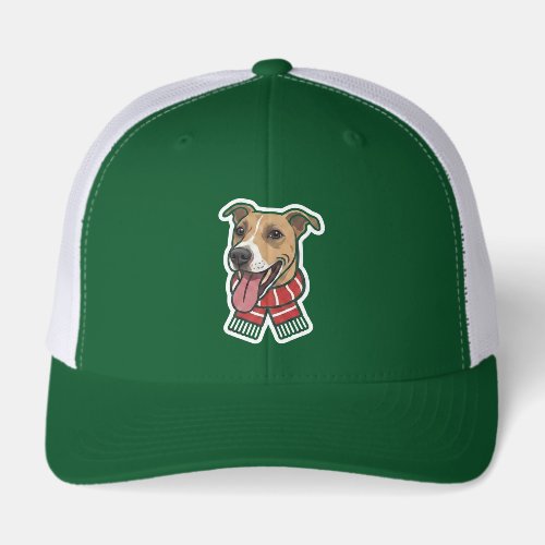 Holiday Christmas dog in a scarf hat