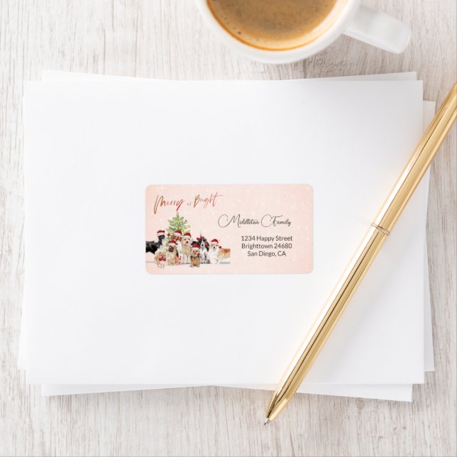 Holiday Christmas Dog Lovers Merry Santa Hat Label (Insitu)