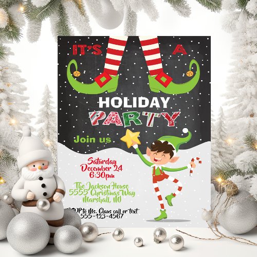 Holiday Christmas Elf Party in the snow invitation