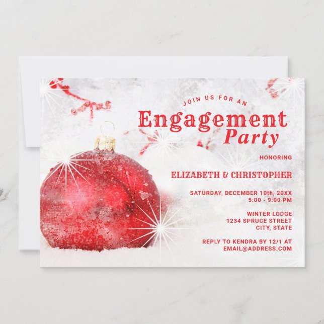 Holiday Christmas Engagement Party Invitation (Front)