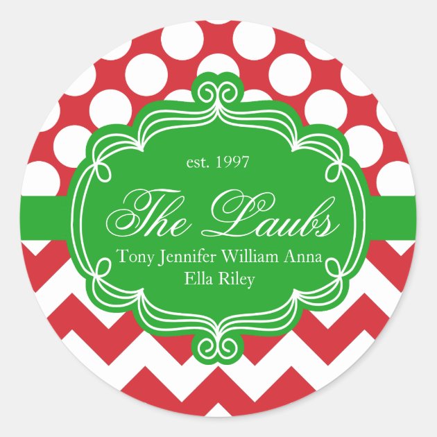 Holiday Christmas Family Name Address Classic Round Sticker