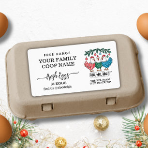 Holiday Christmas Farmhouse Watercolor Egg Carton Label