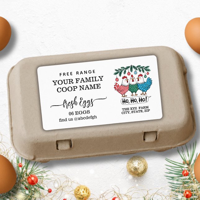 Holiday Christmas Farmhouse Watercolor Egg Carton  Label (Creator Uploaded)