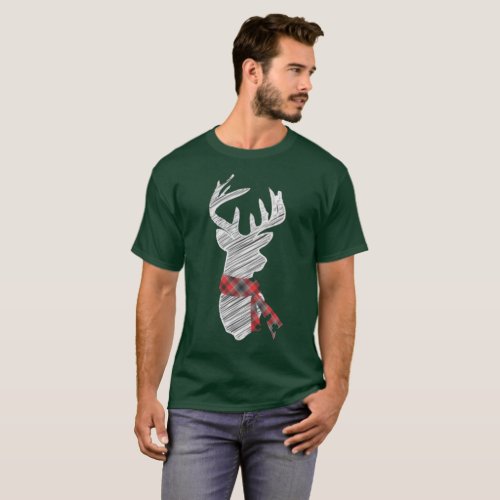 Holiday Christmas Festive deer with scarf T_Shirt