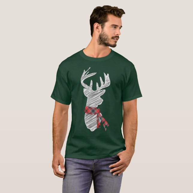 Holiday Christmas Festive deer with scarf T-Shirt (Front Full)