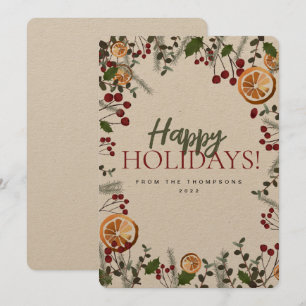Holiday Christmas Foliage Oranges Custom family Card