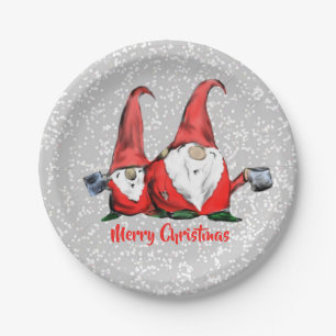Holiday Christmas Gnomes Jolly Paper Plates