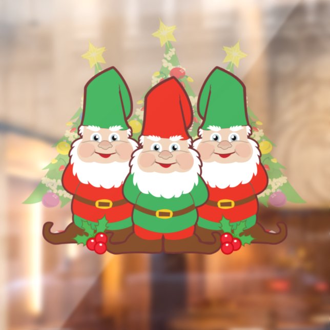  Holiday Christmas Gnomes Window Cling (Sheet 2)