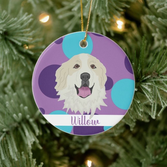 Holiday Christmas Great Pyrenees  Ceramic Ornament (Tree)