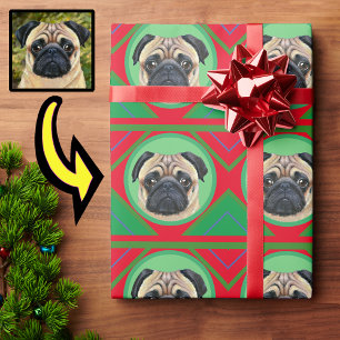 Holiday Christmas Green and Red with Your Photo Wrapping Paper