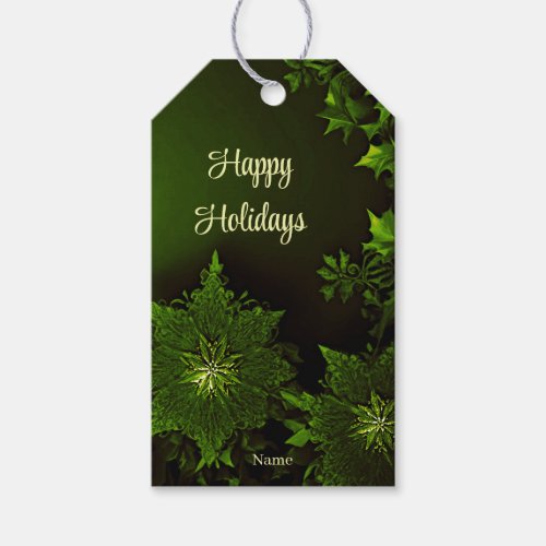 Holiday Christmas Green Floral Christmas Gift Tags