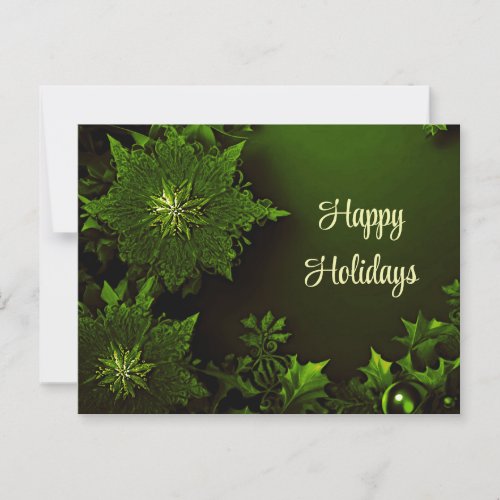 Holiday Christmas Green Floral Postcard