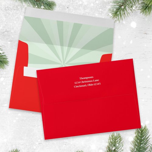 Holiday Christmas Green Red Swirl Return Address  Envelope