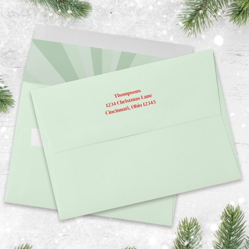 Holiday Christmas Green Swirl Return Address  Envelope