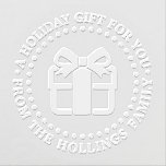 Holiday Christmas Hanukkah Birthday Gift Greeting Embosser<br><div class="desc">Gift Package Image,  Festive Christmas,  Hanukkah,  Birthday or other Greeting,  “From” Name Embosser ========

Change the text of this design with a pretty wrapped gift package with a bow to suit any occasion.</div>