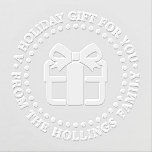 Holiday Christmas Hanukkah Birthday Gift Greeting Embosser<br><div class="desc">Gift Package Image,  Festive Christmas,  Hanukkah,  Birthday or other Greeting,  “From” Name Embosser ========

Change the text of this design with a pretty wrapped gift package with a bow to suit any occasion.</div>