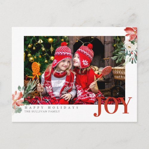 Holiday Christmas Joy Photo Greeting Postcard
