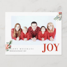 Holiday Christmas Joy Photo Greeting Postcard 3