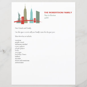 Holiday Christmas Letter Template New York Skyline
