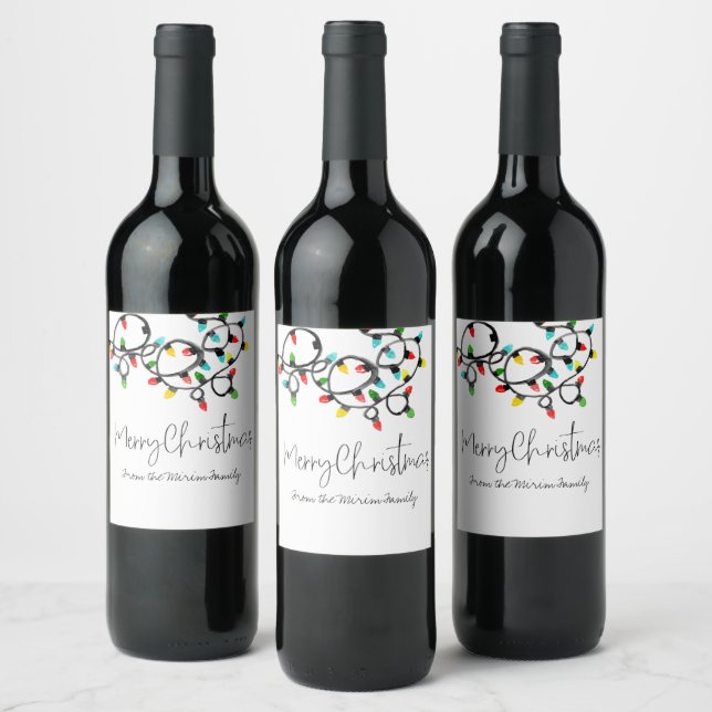 Holiday christmas light Christmas wine label (Bottles)