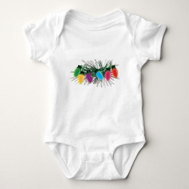 Holiday Christmas Lights Baby Bodysuit (Front)