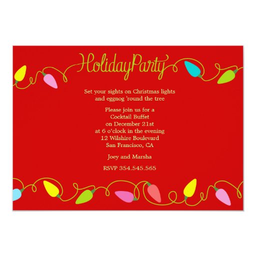 Holiday Christmas Lights Buffet Party Invites | Zazzle